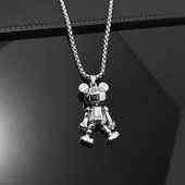 钛钢项链男潮牌暴力熊吊坠嘻哈个性 百搭小众设计数码 熊链女配饰品