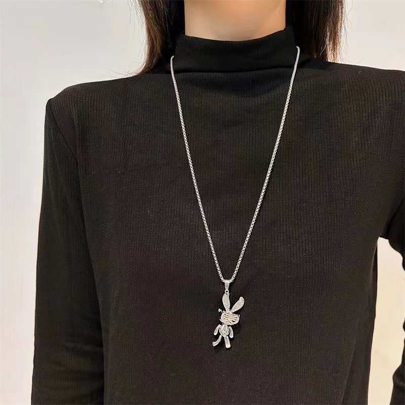 小众设计满钻眼镜兔子钛钢项链 网红长款个性简约毛衣卫衣链饰品,饰品/流行首饰/时尚饰品新,项链,淘宝优惠券,粉丝福利购,淘宝优惠卷