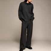 宽松痞帅高腰直筒裤 男垂坠高级感 小众设计 复古花色西裤 三木公白