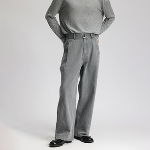 宽松高级感休闲直筒裤 男 先锋 复古酵素水洗做旧牛仔西裤 三木公白