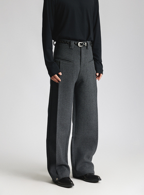 三木公白 复古老钱立体剪裁直筒西裤男 厚实高级感廓形休闲裤保暖