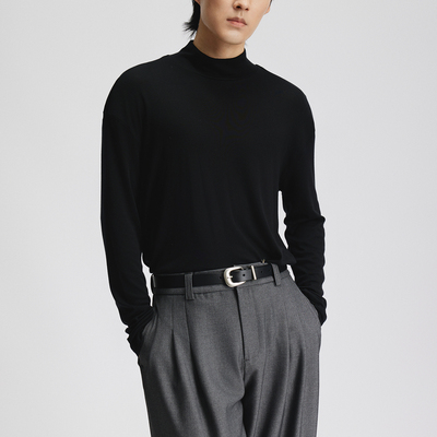 三木公白天丝羊毛半高领打底衫