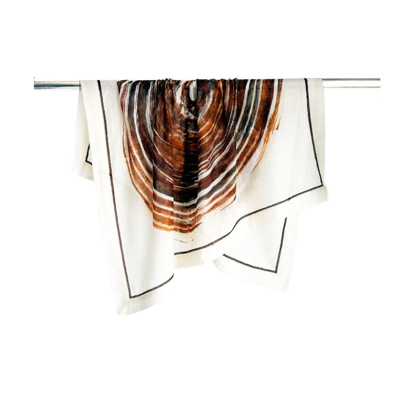 100%山羊绒轻薄披肩复古印花大方巾女百搭轻柔优雅围巾镂空双层边