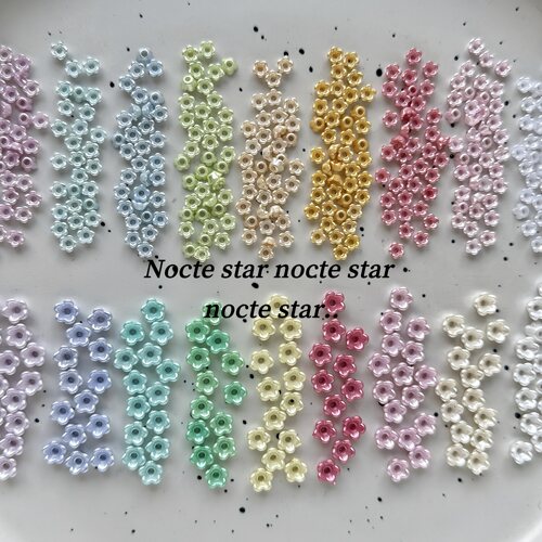 4/6mm亚克力珠光平底小花 diy手工串珠手链项链手机链配饰散珠子