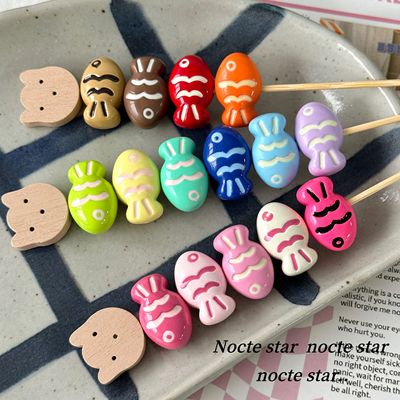 可爱多巴胺滴油烤漆小鱼手工diy串珠饰品配件手链手机链配饰批发