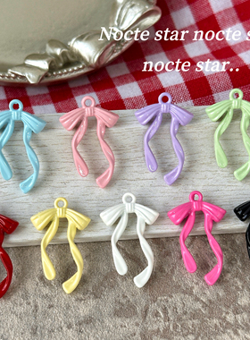 27mm合金蝴蝶结飘带吊坠 diy手工串珠手链项链手机链配饰散珠材料