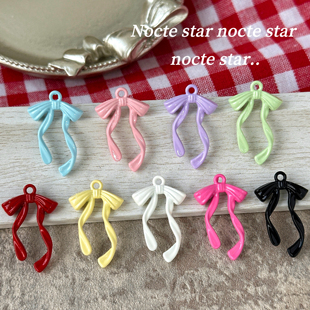 27mm合金蝴蝶结飘带吊坠 diy手工串珠手链项链手机链配饰散珠材料