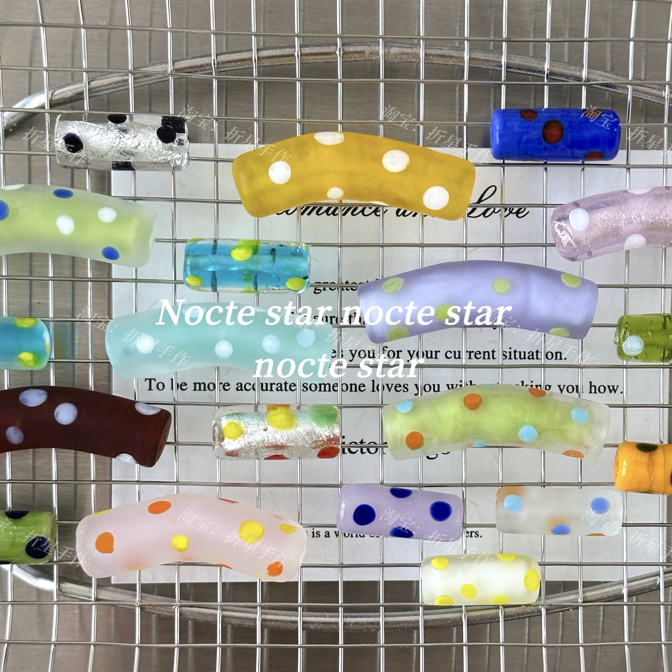 波点直孔圆柱弯管琉璃珠 diy手工串珠手链项链手机链饰品配件材料图片