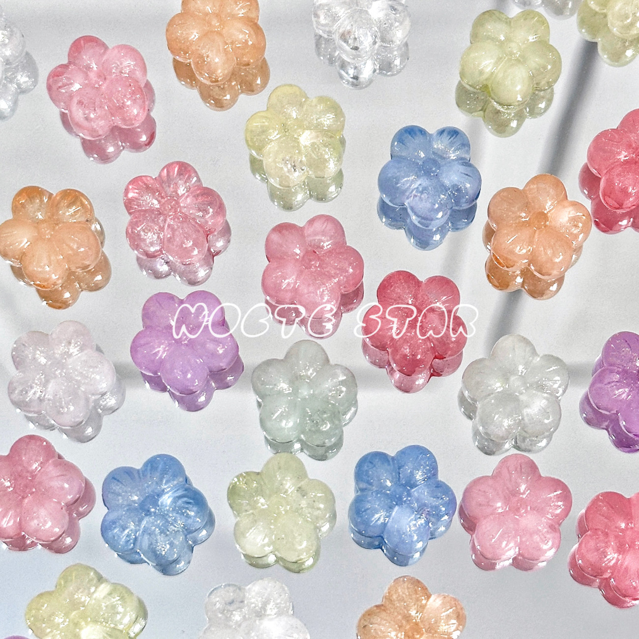 珠光晕染双色细闪梅花手工diy串珠饰品配件手链手机链散珠子材料