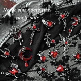 diy手工饰品项链手链手机链配件材料 合金暗黑哥特风红钻吊坠合集