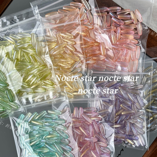 4*12mm鎏金偏光透色长梭珠 diy手工串珠手链项链手机链配件散珠
