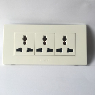 菲尔泰118型75系列三位9孔三插大板墙壁开关插座面板10A250V