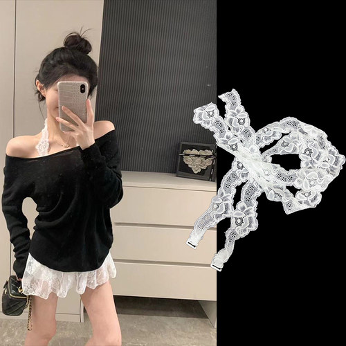 蕾丝柔软胸罩透明挂脖肩带性感文胸带花边后系绑脖女内衣带子柔软