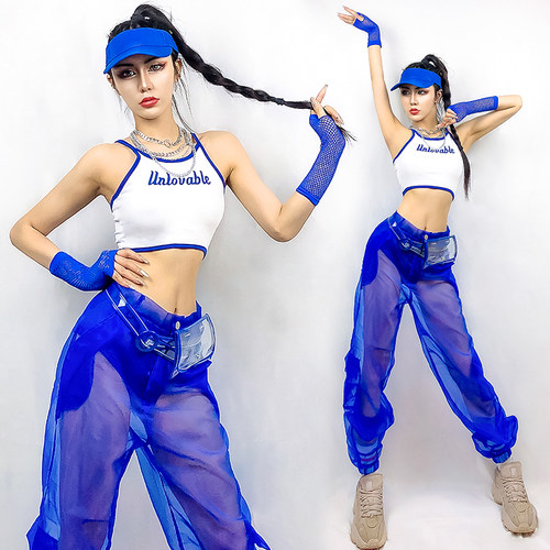 酒吧b组gogo蓝色夏季ds表演服装