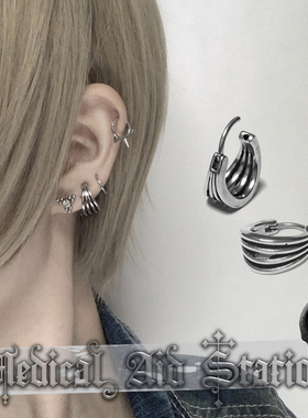 【MAS救护所】钛钢耳环 简约四线环 朋克亚文化 无性别男女不褪色