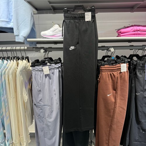 NIKE耐克女子25秋冬新款卫裤刺绣LOGO针织休闲阔腿长裤FB2728-010