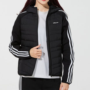 运动休闲连帽保暖羽绒服外套 正品 Adidas 阿迪达斯女子冬季 H45296