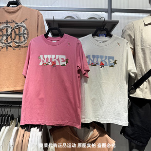NIKE耐克女25夏新款印花纯棉宽松半袖运动休闲圆领短袖T恤IF0607
