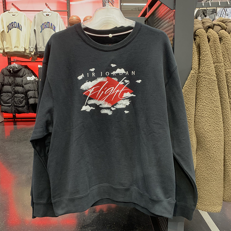 正品Nike/耐克JORDAN男子圆领加绒运动休闲卫衣套头衫 DH9036-010