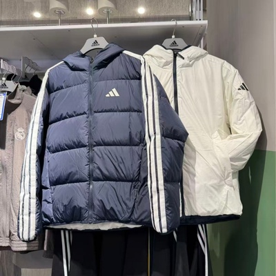 Adidas阿迪达斯男女两面穿羽绒服三条杠百搭休闲保暖羽绒服KC2491
