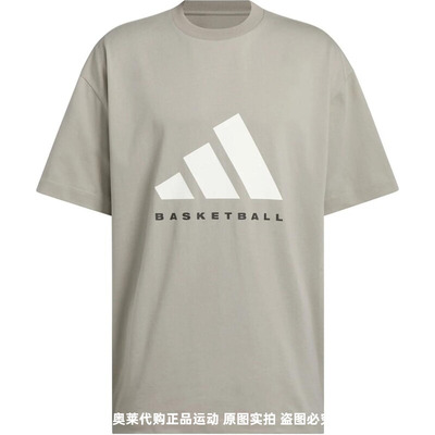 阿迪达斯夏新款情侣款男短袖T恤运动休闲篮球风宽松上衣JD6127