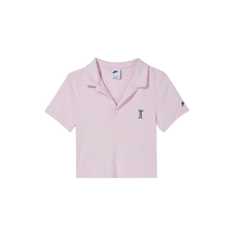 NIKE耐克短袖POLO衫女2024夏运动休闲露脐高腰短款t恤HJ6852-100 - 实物图