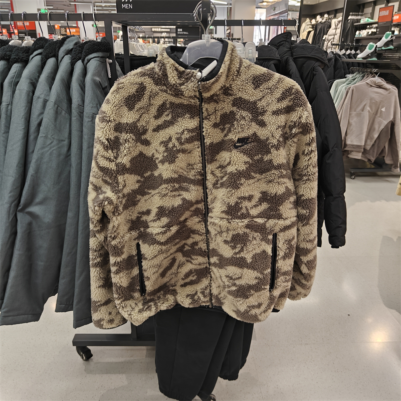 正品Nike/耐克男子立领双面穿休闲运动保暖摇粒绒夹克 DQ4885-010