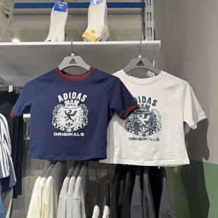 Adidas阿迪达斯三叶草短袖女高腰短款圆领运动休闲半袖T恤 JZ0851