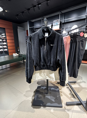正品Nike/耐克女子灯芯绒翻领短款运动休闲卫衣套头衫 DQ5939-010