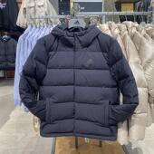 黑色户外连帽保暖宽松羽绒服外套 Adidas 阿迪达斯男冬季 HN5640