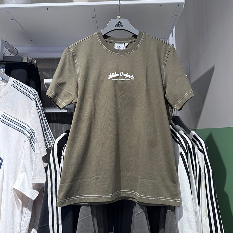 Adidas阿迪达斯三叶草男25夏新款半袖印花复古宽松短袖T恤 JX2631