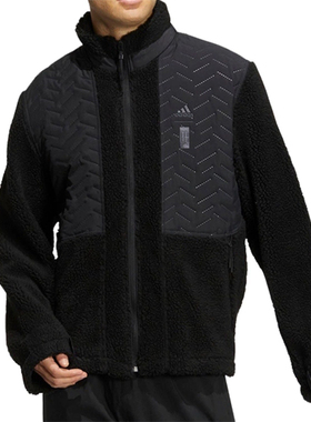 正品Adidas/阿迪达斯冬款男子运动拼接羊羔绒加绒保暖夹克 HN8958