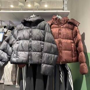 Adidas阿迪达斯三叶草女可拆卸帽子保暖运动蓬松面包羽绒服KG4905