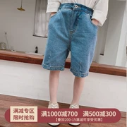 Quần short denim bé gái 2019 hè mới bé gái phiên bản Hàn Quốc của quần lửng ống rộng 5 chiếc quần thời trang trẻ em - Quần jean