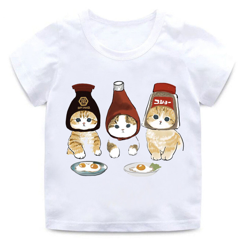cartoon cute cats kid t-shirt卡通可爱猫咪印花男女儿童t恤童装