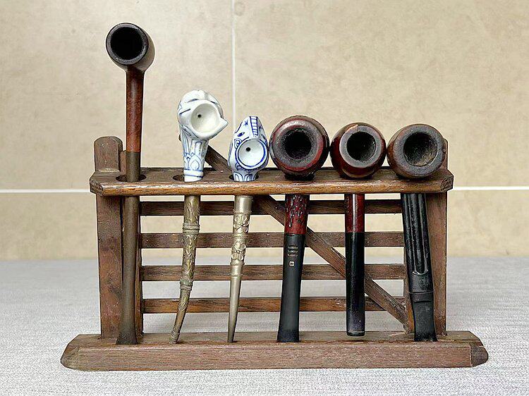 欧洲木雕烟斗架老烟斗一套古玩古董老物件杂项民俗怀旧货收藏