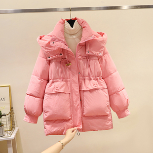 羽绒棉服2025新款冬季中长款韩版收腰棉衣时尚加厚牛角扣棉袄外套