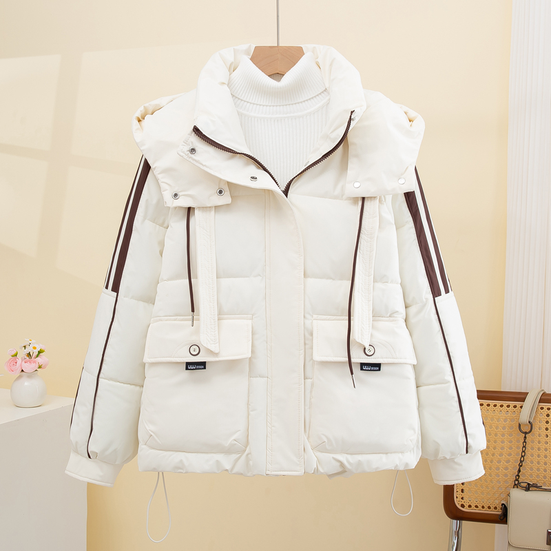 羽绒棉服女2025新款冬季加厚棉袄今年流行短款撞色高级感棉衣外套