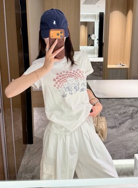 圆翎爱心短袖T恤女夏季新款百搭