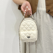 时尚 质感洋气mini双肩背包女2025夏新款 链条女包pu菱格手提小包潮