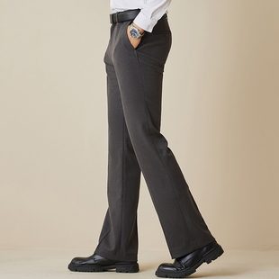 冬季厚款微喇叭裤男青年修身垂感阔腿大脚西装裤时尚休闲垂顺男裤