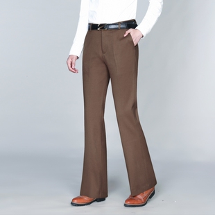 弹力厚款 中年休闲保暖男裤 喇叭裤 垂感阔腿大脚西裤 男商务修身 冬季