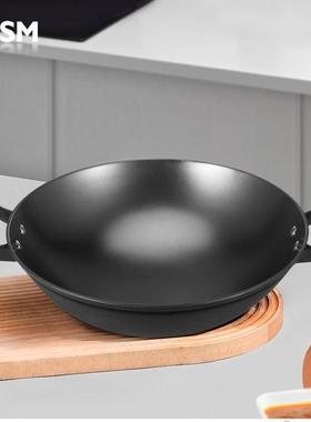 BTSM双耳精铁炒锅铸铁炒锅BT-CG823 黑色 38cm