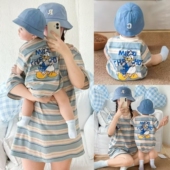 T恤一家三口四口母子宝宝母女兄妹装 2025亲子装 卡通短袖 婴儿爬服