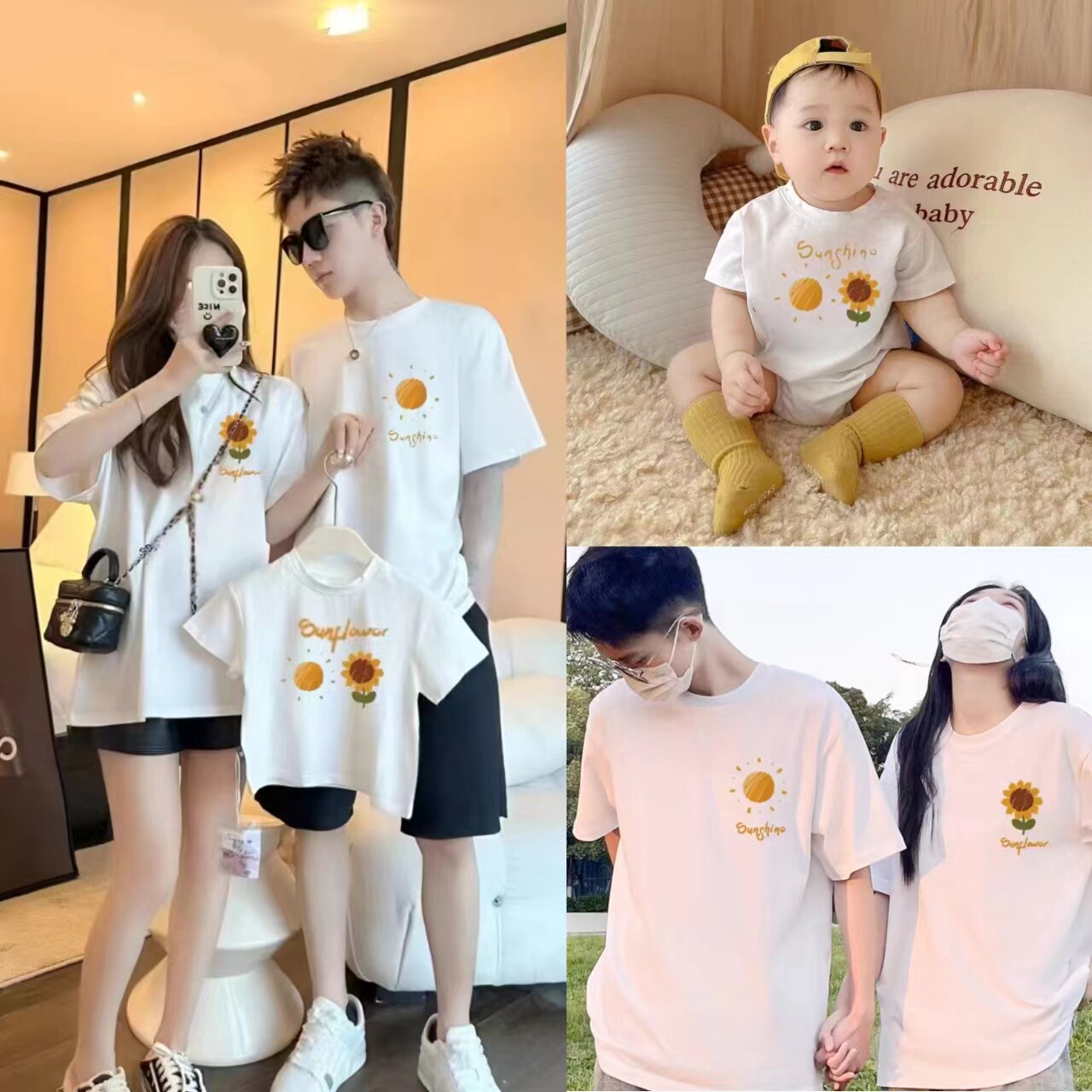 炸街亲子装夏装一家三口2024新款潮婴儿爬服母子装洋气母女款t恤