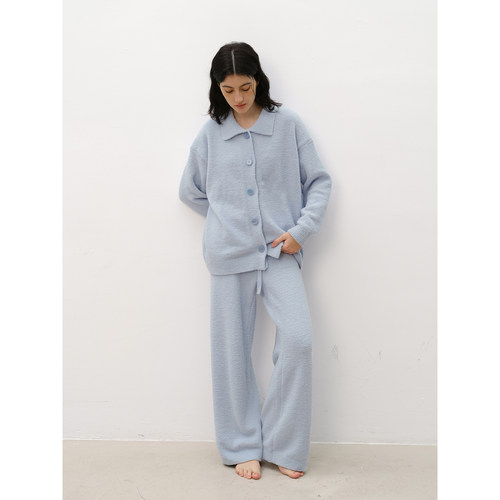 风铃蓝半边绒家居服套装可外穿