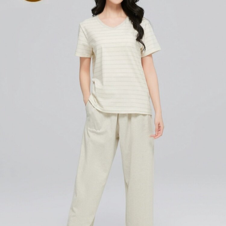 素道有机棉女士夏季家居服睡衣