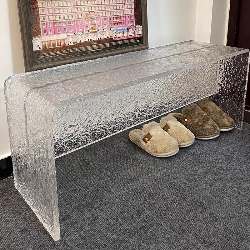 透明亚克力凳子试衣间换鞋凳服装店长条休息椅成人简约床尾凳定制
