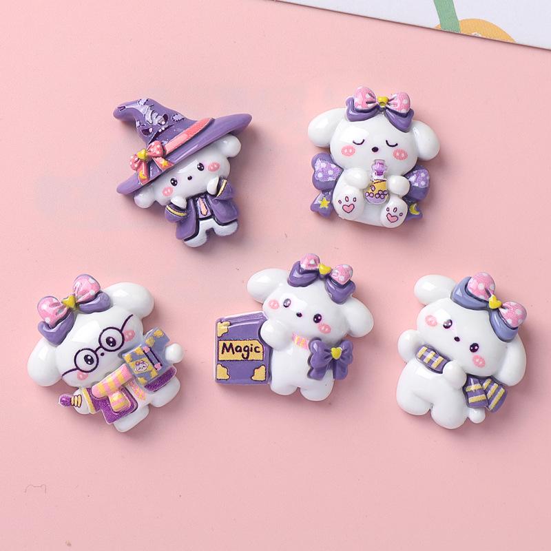 卡通亮面魔术师小狗diy可打孔树脂配件饰品发夹手机壳水杯头饰批