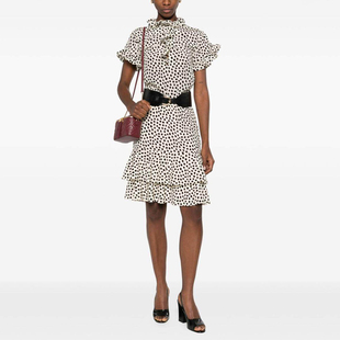 2026早春新款法式白色波点V领短袖衬衫双层荷叶边半裙休闲套装女